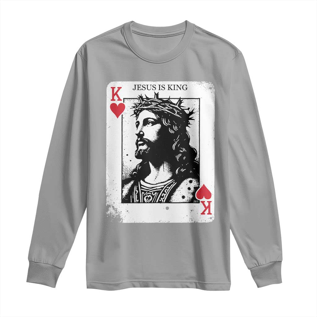 Jesus Is King Playing Card Graphic Long Sleeve Shirt King of Hearts Christian Faith