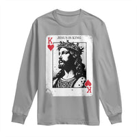 Jesus Is King Playing Card Graphic Long Sleeve Shirt King of Hearts Christian Faith