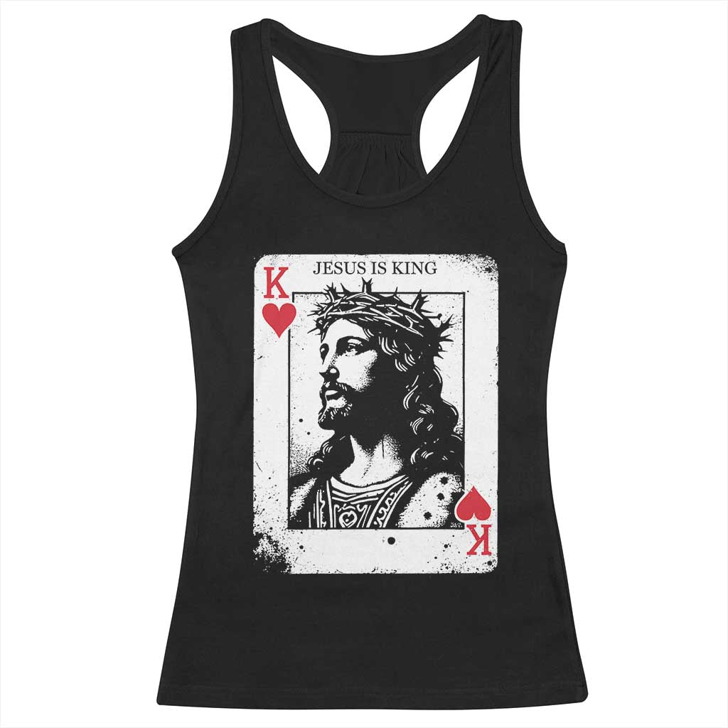 Jesus Is King Playing Card Graphic Racerback Tank Top King of Hearts Christian Faith
