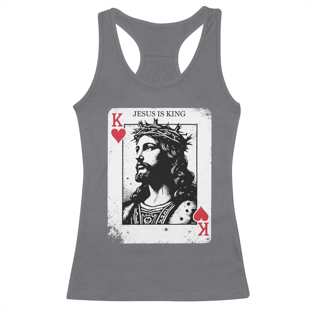 Jesus Is King Playing Card Graphic Racerback Tank Top King of Hearts Christian Faith