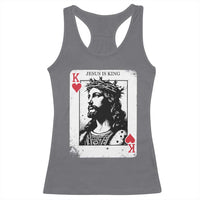 Jesus Is King Playing Card Graphic Racerback Tank Top King of Hearts Christian Faith
