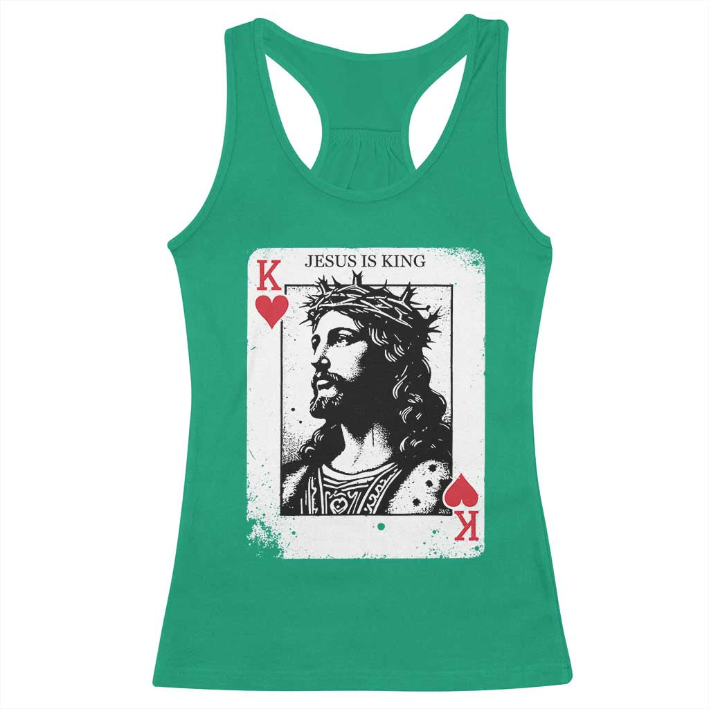 Jesus Is King Playing Card Graphic Racerback Tank Top King of Hearts Christian Faith