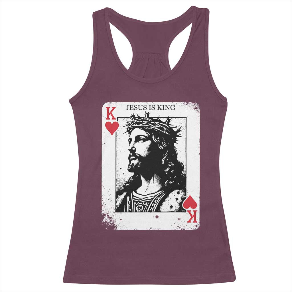 Jesus Is King Playing Card Graphic Racerback Tank Top King of Hearts Christian Faith