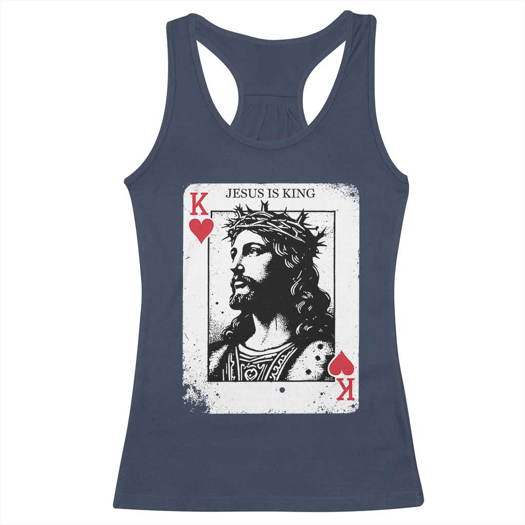 Jesus Is King Playing Card Graphic Racerback Tank Top King of Hearts Christian Faith