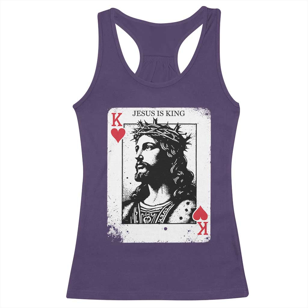 Jesus Is King Playing Card Graphic Racerback Tank Top King of Hearts Christian Faith