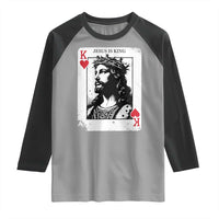 Jesus Is King Playing Card Graphic Raglan Shirt King of Hearts Christian Faith