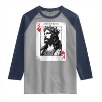 Jesus Is King Playing Card Graphic Raglan Shirt King of Hearts Christian Faith