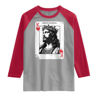 Jesus Is King Playing Card Graphic Raglan Shirt King of Hearts Christian Faith