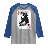 Jesus Is King Playing Card Graphic Raglan Shirt King of Hearts Christian Faith