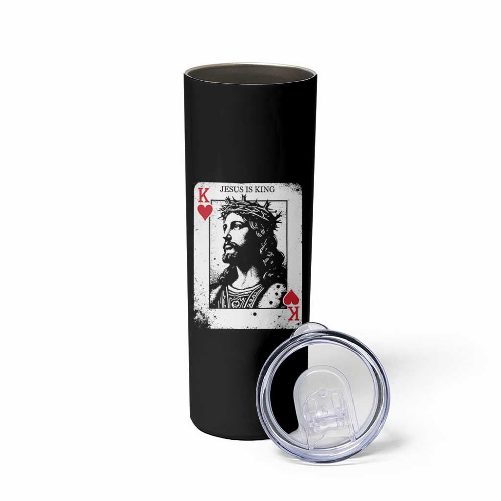 Jesus Is King Playing Card Graphic Skinny Tumbler King of Hearts Christian Faith