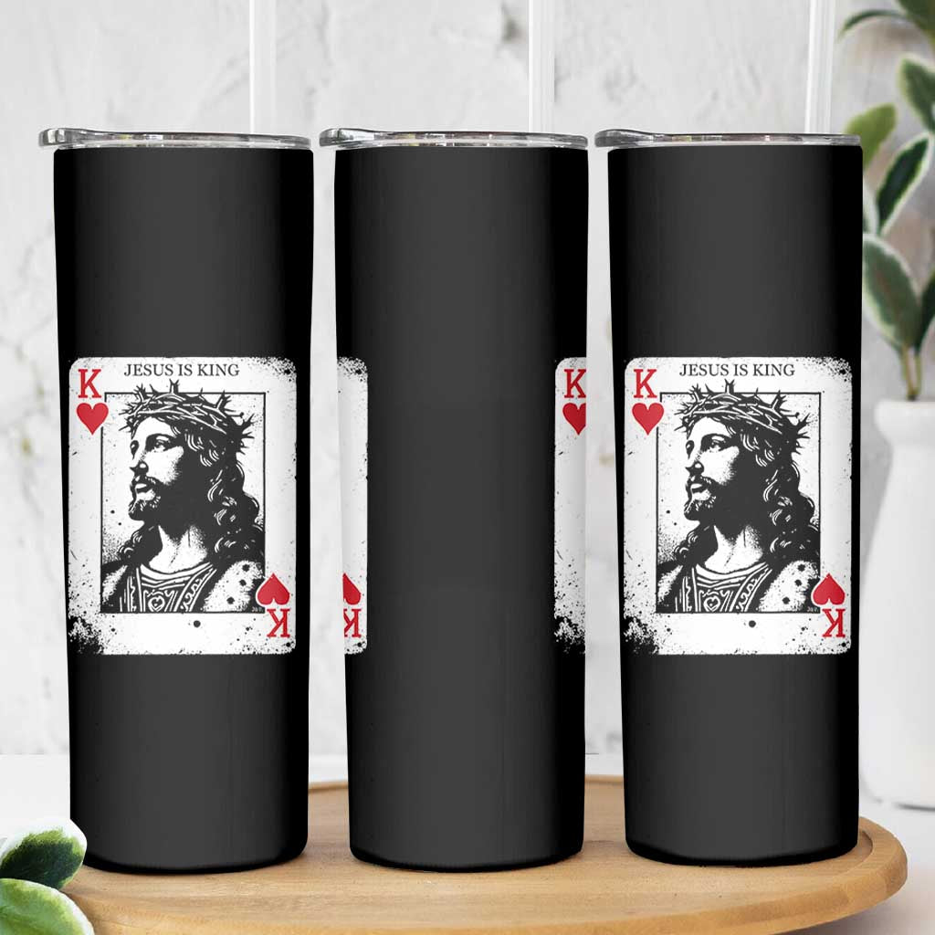 Jesus Is King Playing Card Graphic Skinny Tumbler King of Hearts Christian Faith