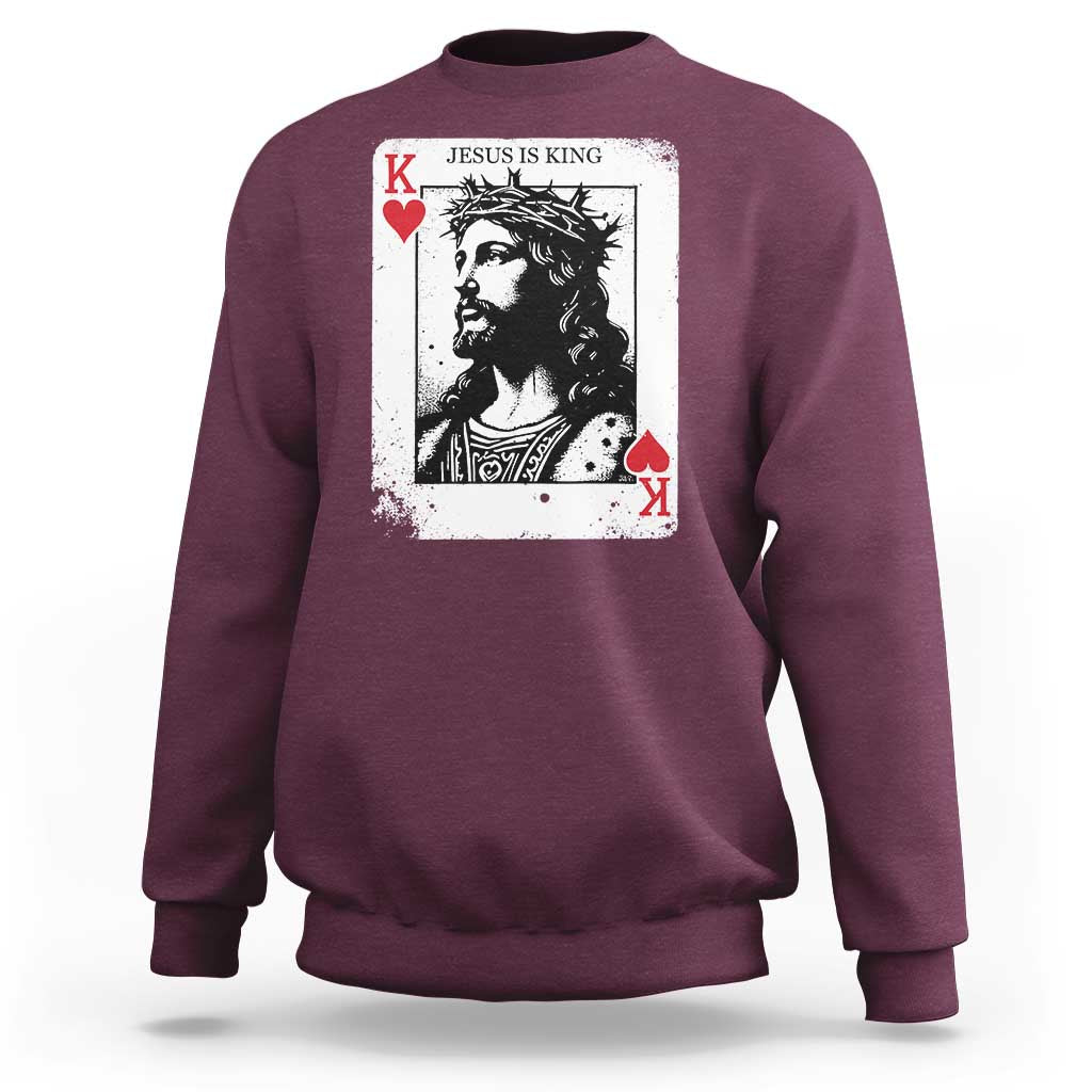 Jesus Is King Playing Card Graphic Sweatshirt King of Hearts Christian Faith