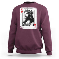 Jesus Is King Playing Card Graphic Sweatshirt King of Hearts Christian Faith