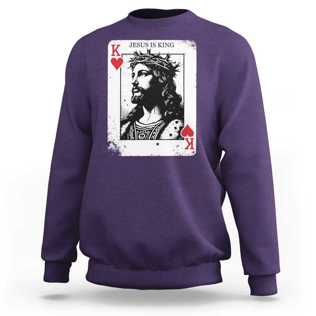 Jesus Is King Playing Card Graphic Sweatshirt King of Hearts Christian Faith