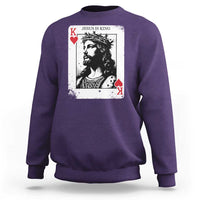 Jesus Is King Playing Card Graphic Sweatshirt King of Hearts Christian Faith