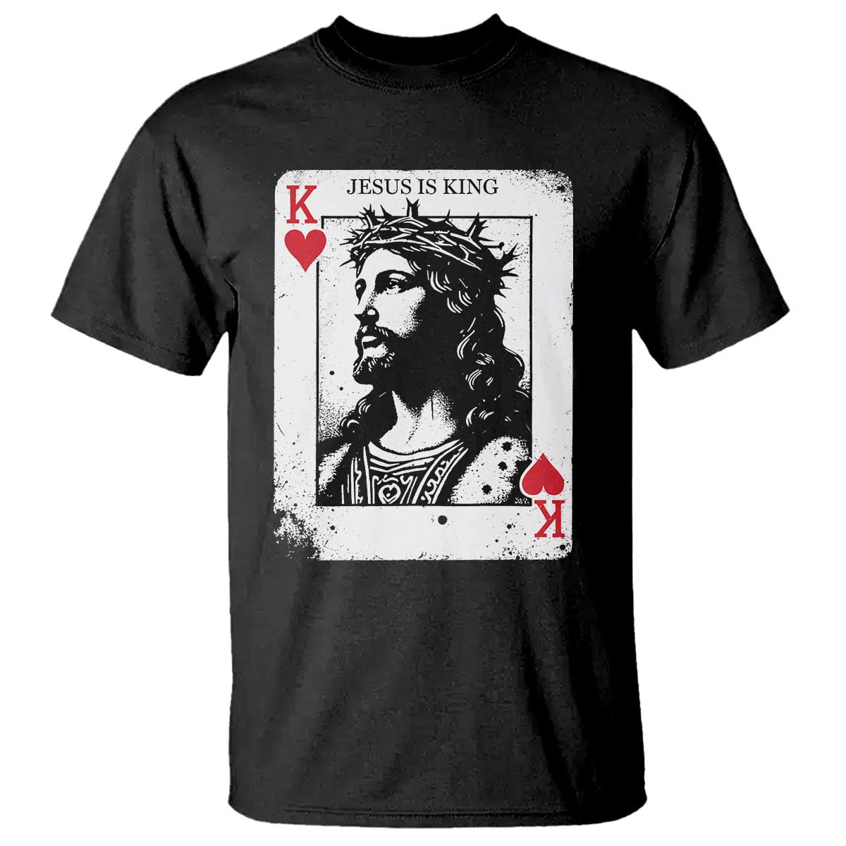 Jesus Is King Playing Card Graphic T Shirt King of Hearts Christian Faith