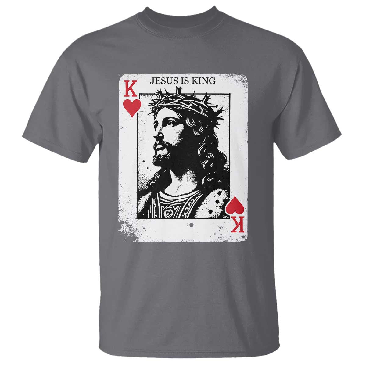Jesus Is King Playing Card Graphic T Shirt King of Hearts Christian Faith