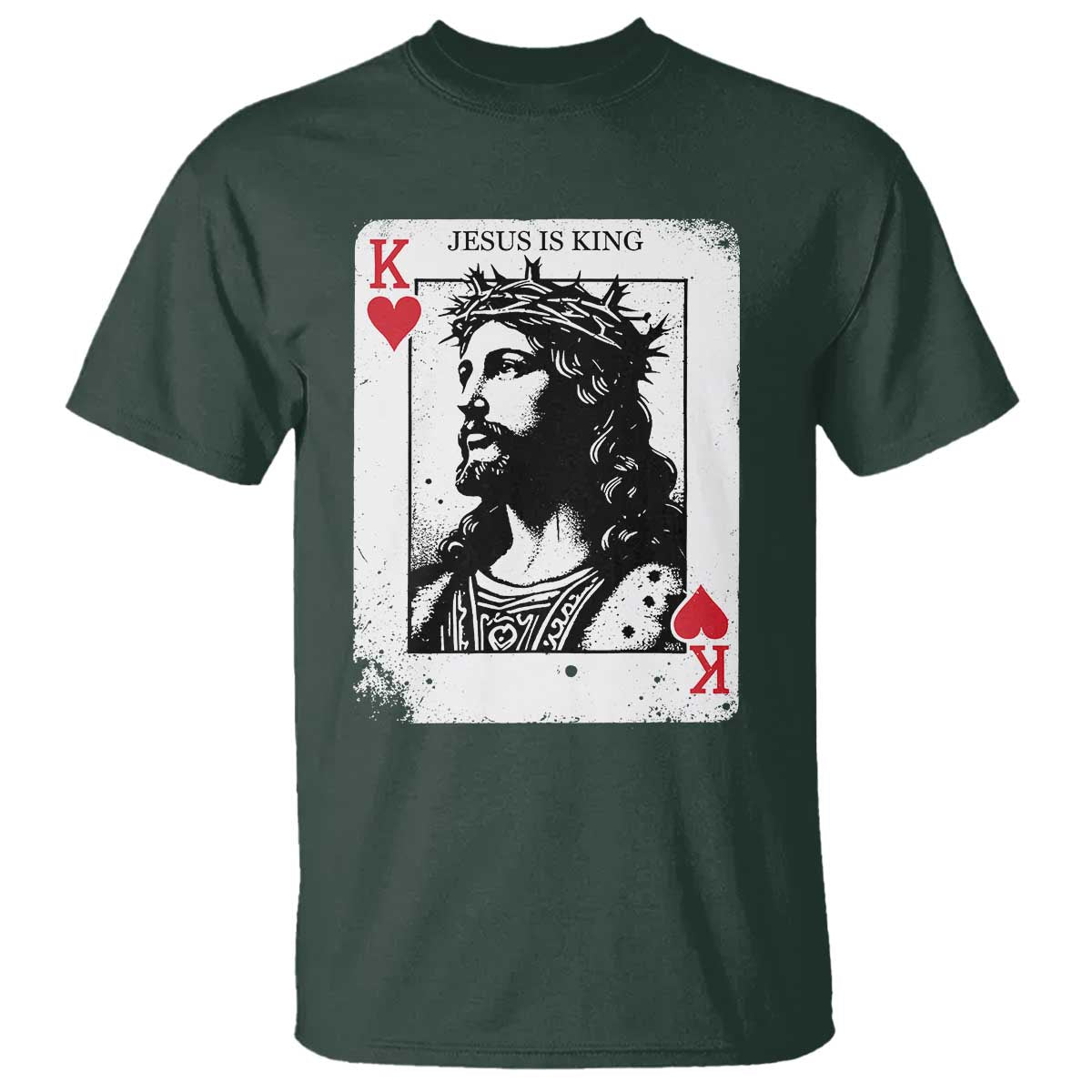 Jesus Is King Playing Card Graphic T Shirt King of Hearts Christian Faith