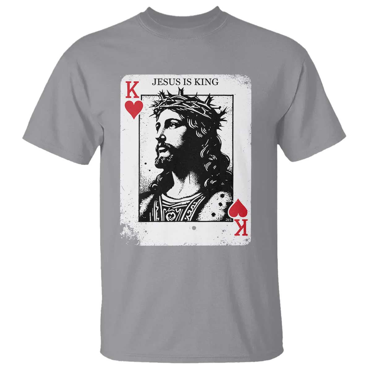 Jesus Is King Playing Card Graphic T Shirt King of Hearts Christian Faith