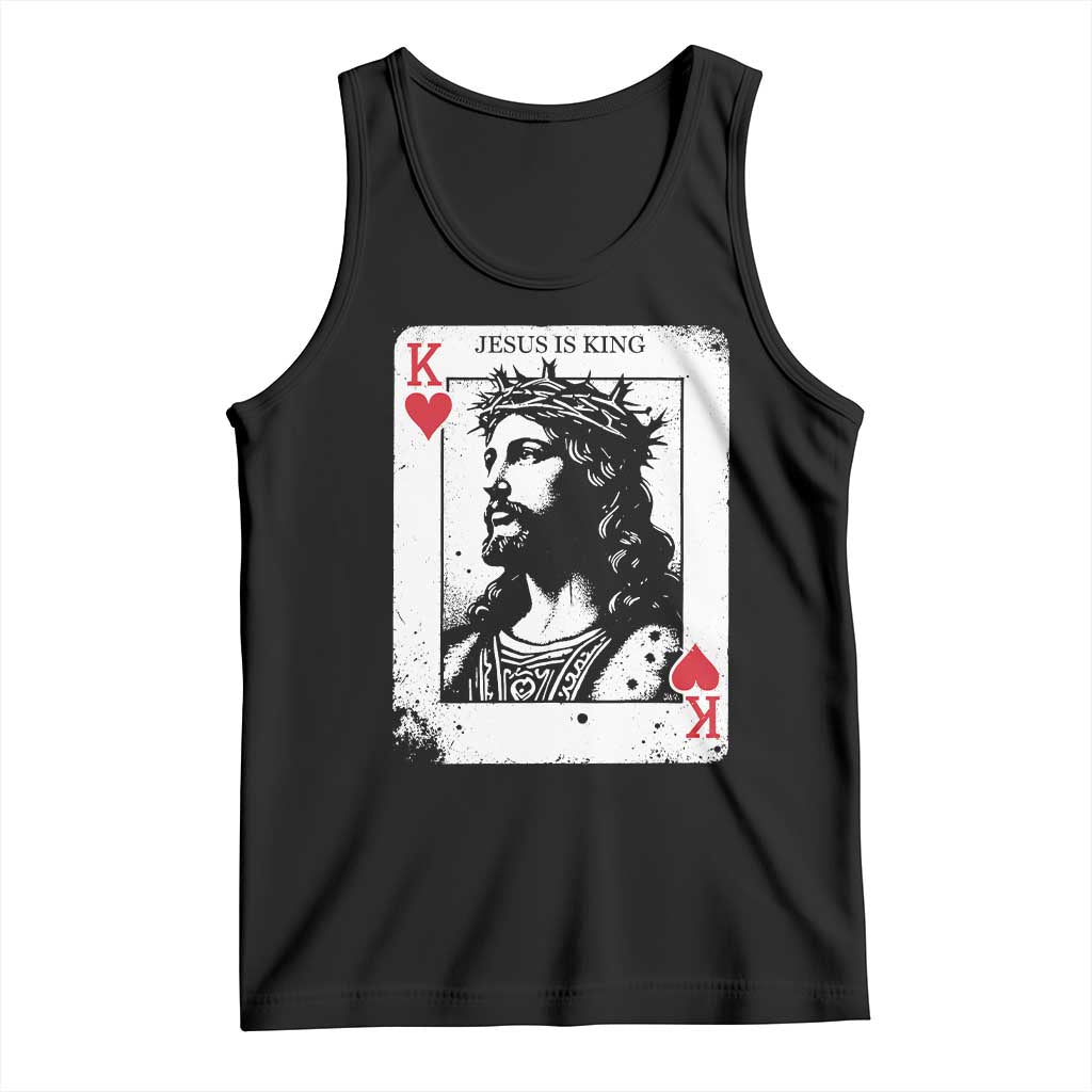 Jesus Is King Playing Card Graphic Tank Top King of Hearts Christian Faith