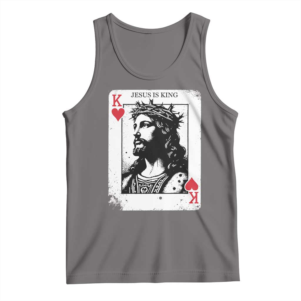 Jesus Is King Playing Card Graphic Tank Top King of Hearts Christian Faith