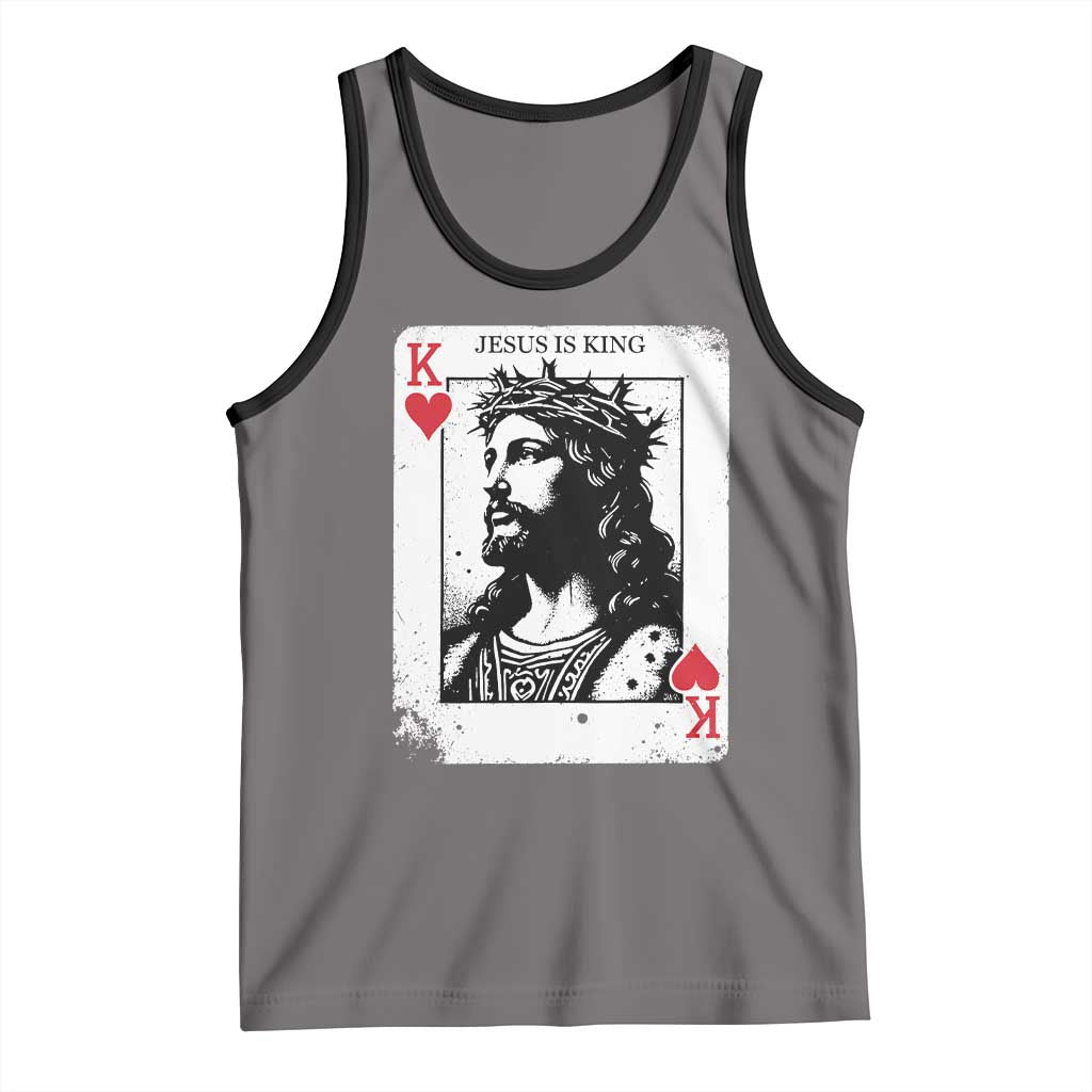 Jesus Is King Playing Card Graphic Tank Top King of Hearts Christian Faith