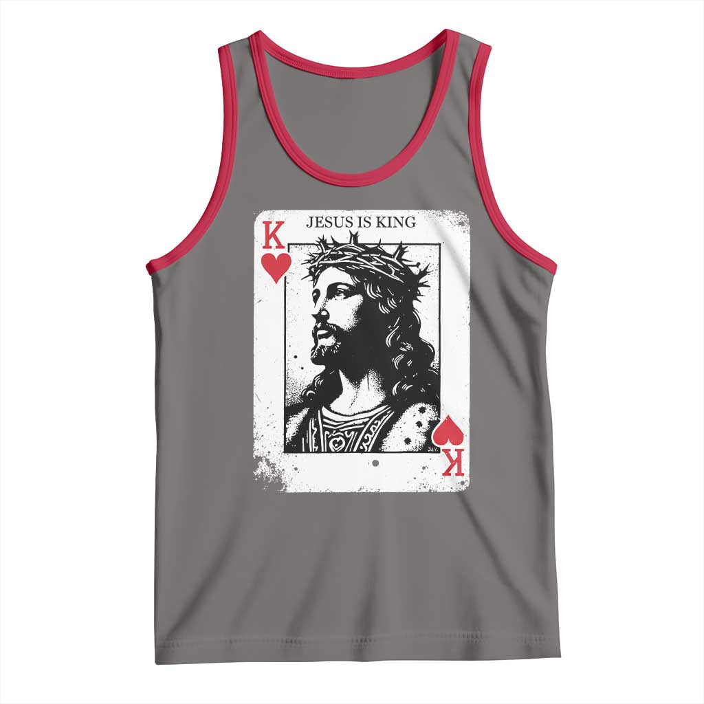 Jesus Is King Playing Card Graphic Tank Top King of Hearts Christian Faith