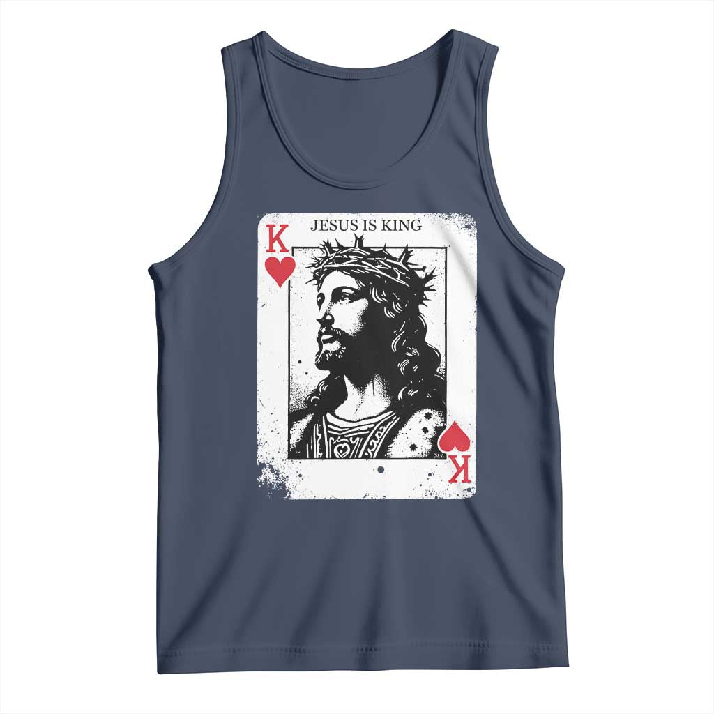 Jesus Is King Playing Card Graphic Tank Top King of Hearts Christian Faith