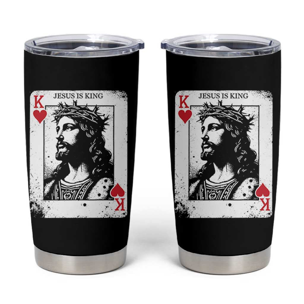 Jesus Is King Playing Card Graphic Tumbler Cup King of Hearts Christian Faith