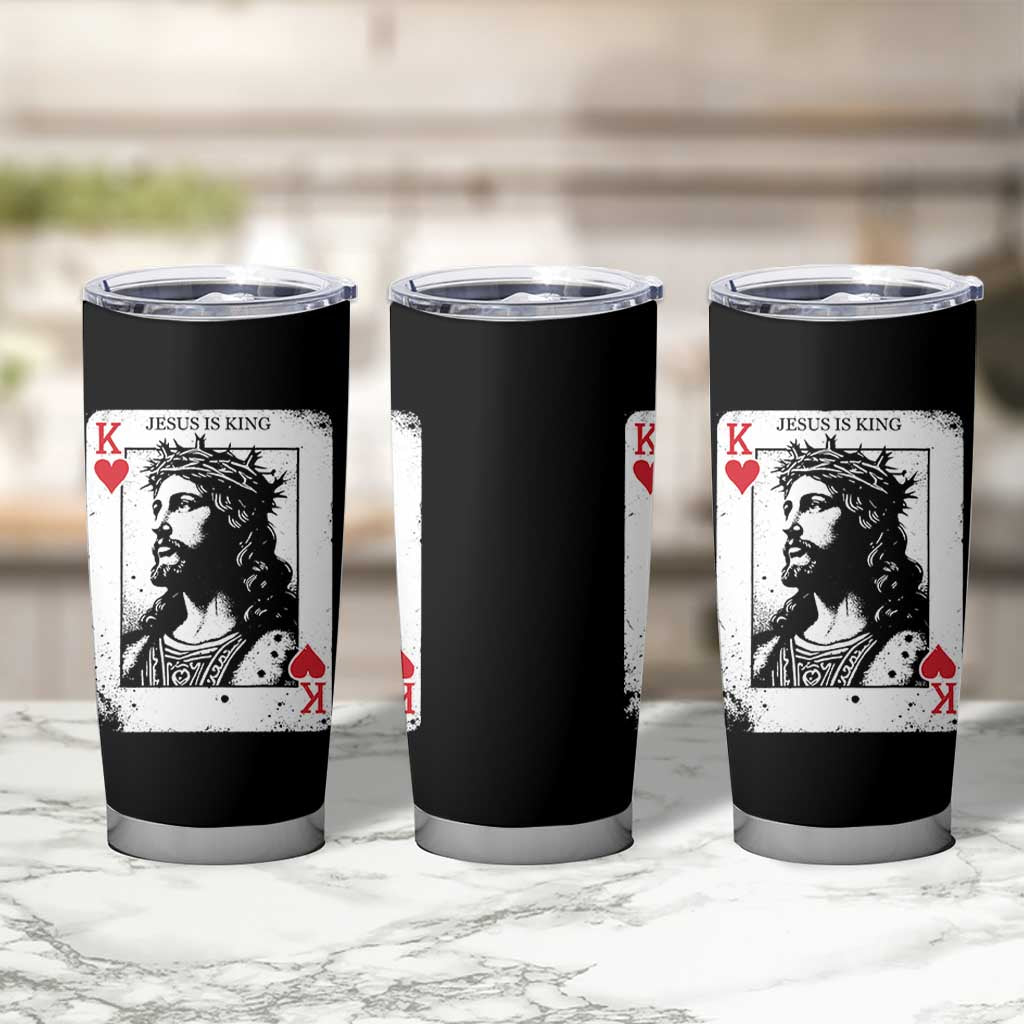 Jesus Is King Playing Card Graphic Tumbler Cup King of Hearts Christian Faith
