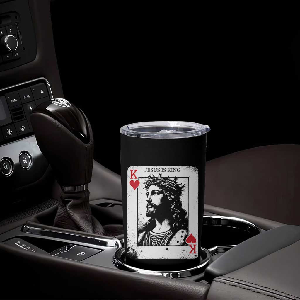 Jesus Is King Playing Card Graphic Tumbler Cup King of Hearts Christian Faith