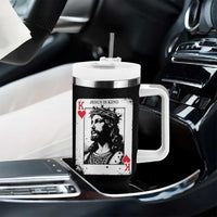 Jesus Is King Playing Card Graphic Tumbler With Handle King of Hearts Christian Faith
