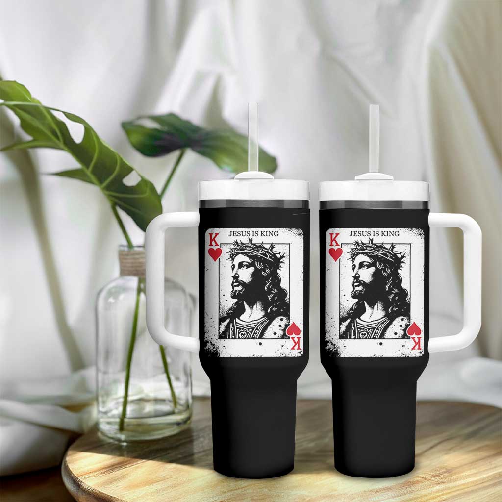 Jesus Is King Playing Card Graphic Tumbler With Handle King of Hearts Christian Faith