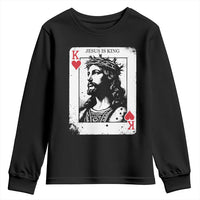 Jesus Is King Playing Card Graphic Youth Sweatshirt King of Hearts Christian Faith