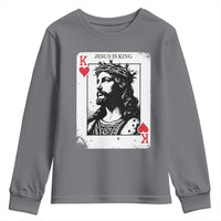 Jesus Is King Playing Card Graphic Youth Sweatshirt King of Hearts Christian Faith