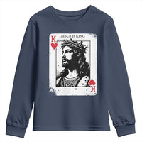 Jesus Is King Playing Card Graphic Youth Sweatshirt King of Hearts Christian Faith