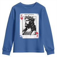 Jesus Is King Playing Card Graphic Youth Sweatshirt King of Hearts Christian Faith