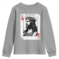 Jesus Is King Playing Card Graphic Youth Sweatshirt King of Hearts Christian Faith