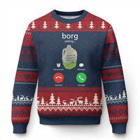 Funny Borg Drink Caling Meme Ugly Christmas Sweater College Party Drink Viral Humor