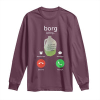 Funny Borg Drink Caling Meme Long Sleeve Shirt College Party Drink Viral Humor
