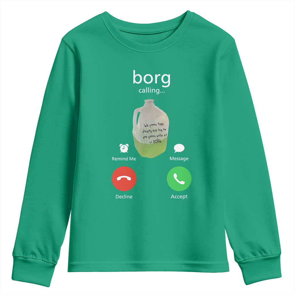 Funny Borg Drink Caling Meme Youth Sweatshirt College Party Drink Viral Humor
