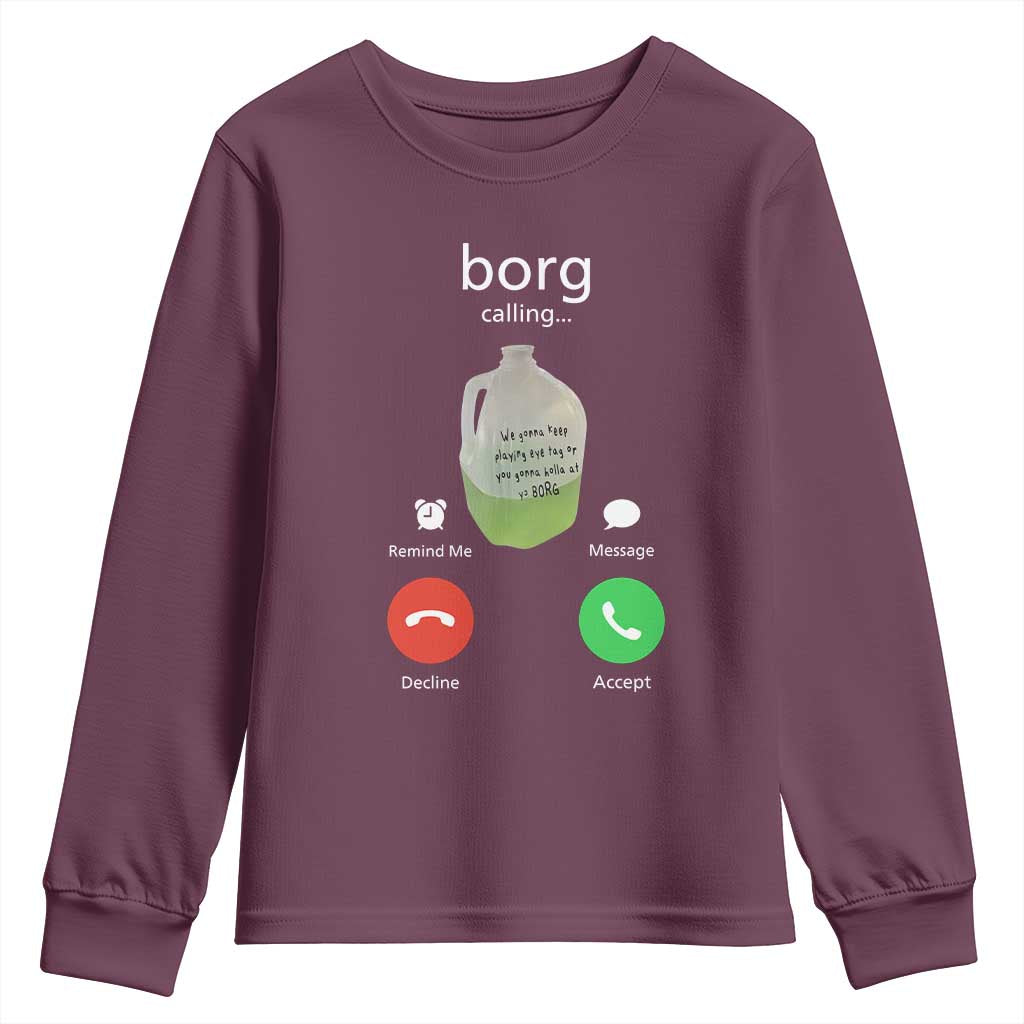 Funny Borg Drink Caling Meme Youth Sweatshirt College Party Drink Viral Humor