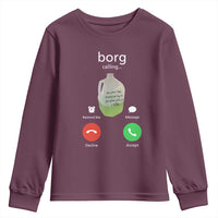 Funny Borg Drink Caling Meme Youth Sweatshirt College Party Drink Viral Humor