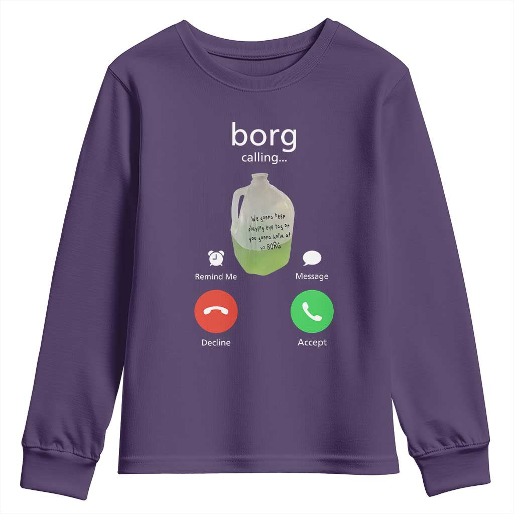 Funny Borg Drink Caling Meme Youth Sweatshirt College Party Drink Viral Humor