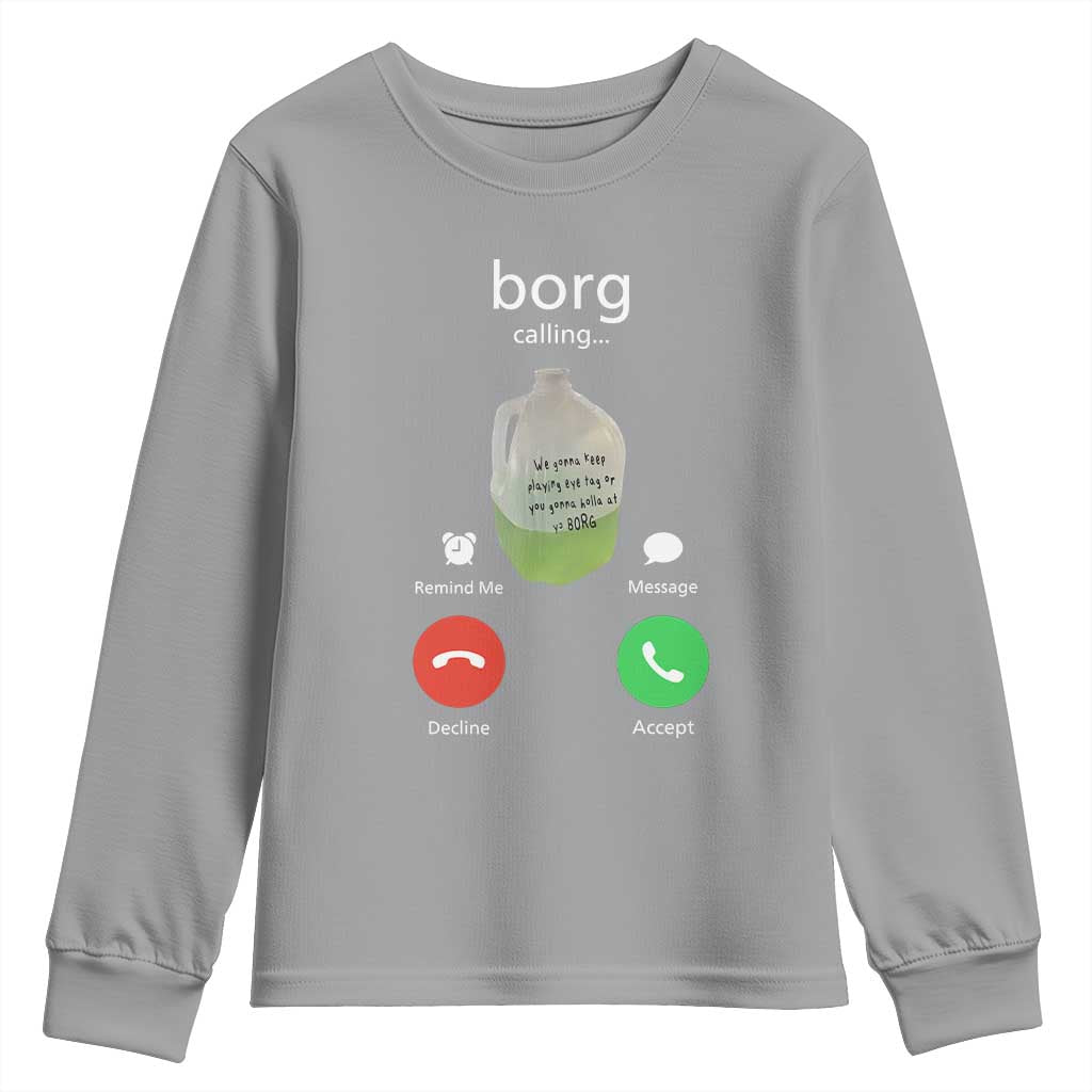 Funny Borg Drink Caling Meme Youth Sweatshirt College Party Drink Viral Humor