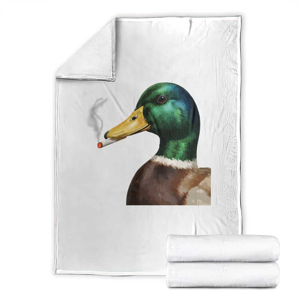 Smoking Mallard Meme Graphic Throw Blanket Chaotic Funny Wild Duck Attitude Viral Internet Humor