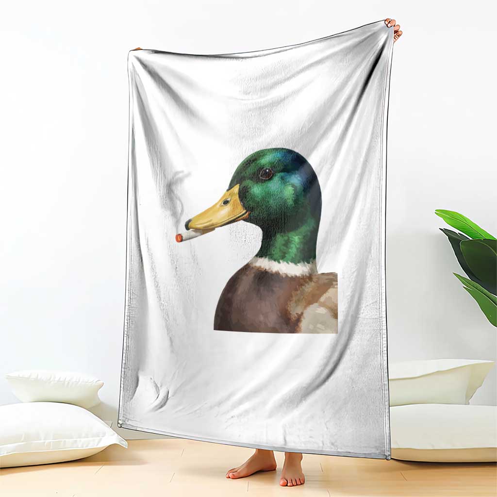 Smoking Mallard Meme Graphic Throw Blanket Chaotic Funny Wild Duck Attitude Viral Internet Humor