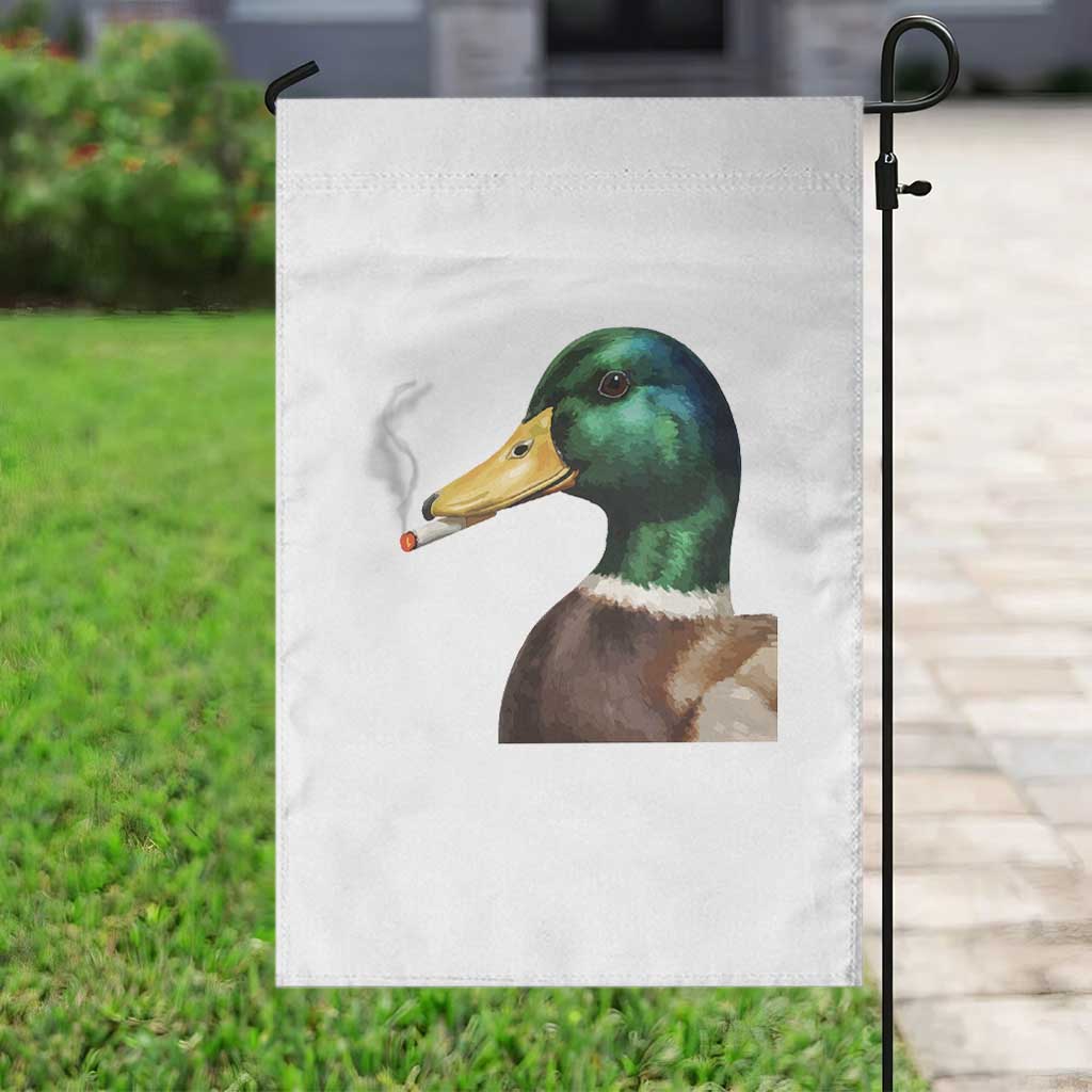 Smoking Mallard Meme Graphic Garden Flag Chaotic Funny Wild Duck Attitude Viral Internet Humor