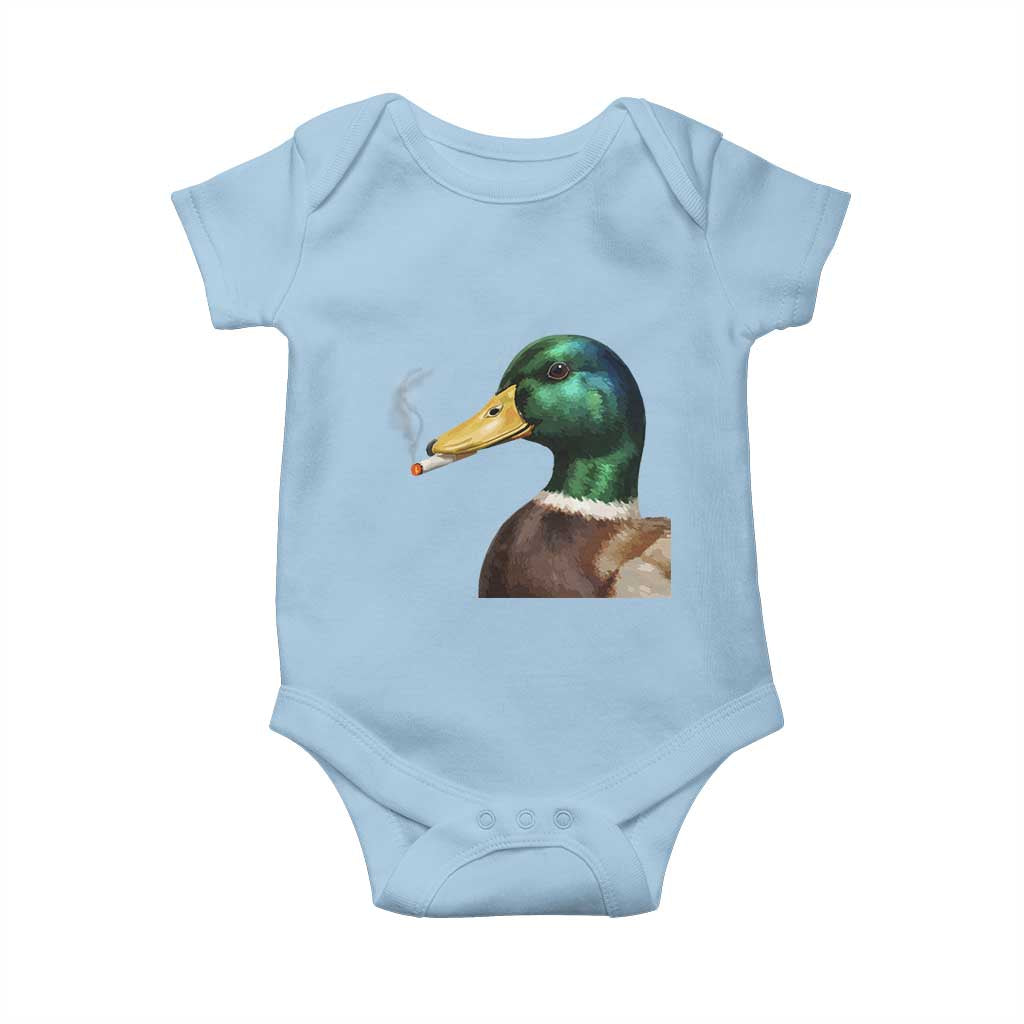 Smoking Mallard Meme Graphic Baby Onesie Chaotic Funny Wild Duck Attitude Viral Internet Humor