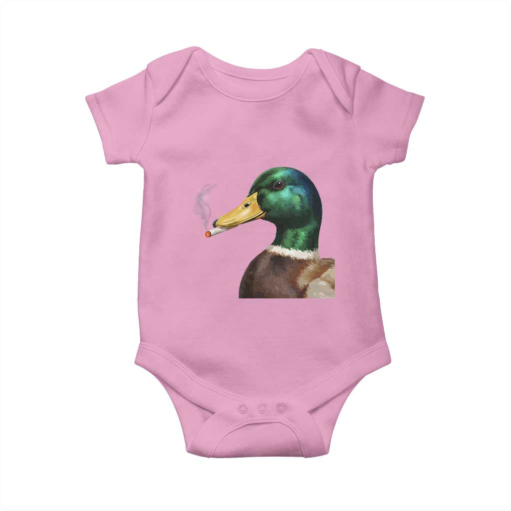 Smoking Mallard Meme Graphic Baby Onesie Chaotic Funny Wild Duck Attitude Viral Internet Humor